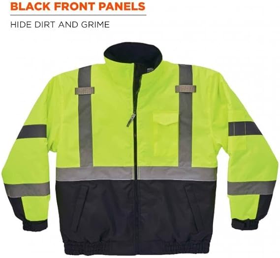 Hi Vis Bomber Safety Jacket Reflective Waterproof Work Coat Yellow