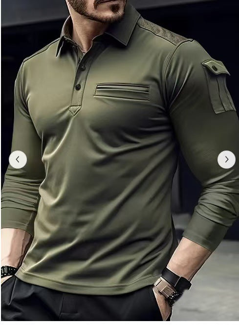 Arm Pocket Shoulder Patch Design Muscular Look Men's Top