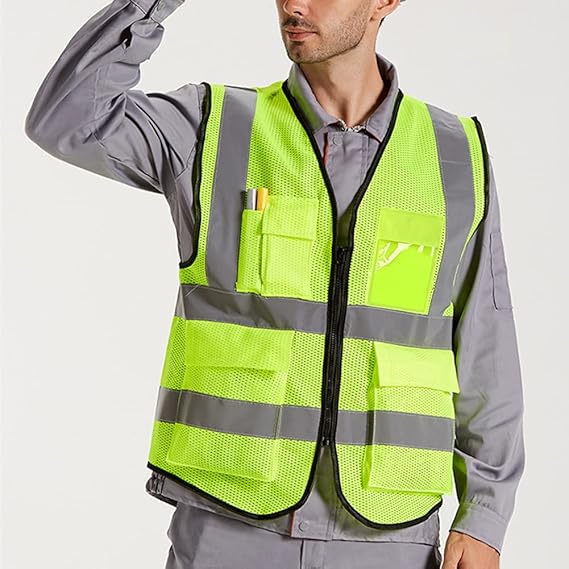 XIAKE Reflective Safety Vest for Men & Women High Visibility Class 2 Vest with Pockets Meets ANSI Standards