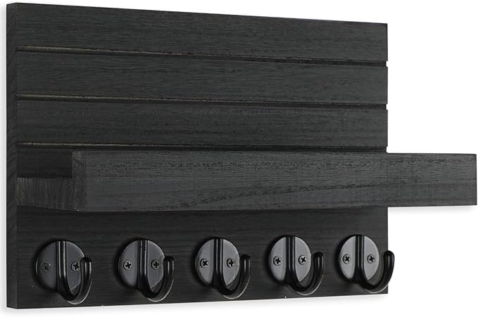Decorative Wall Key Holder Shelf with Hooks for Keys Coats Bags