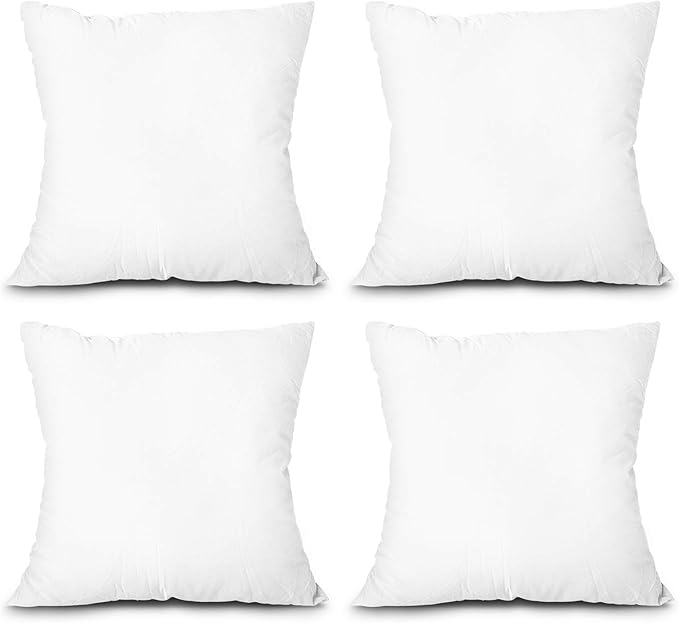Set of 4 Premium 18x18 Inch Throw Pillow Inserts for Decorative Cushions, Sofa & Bed