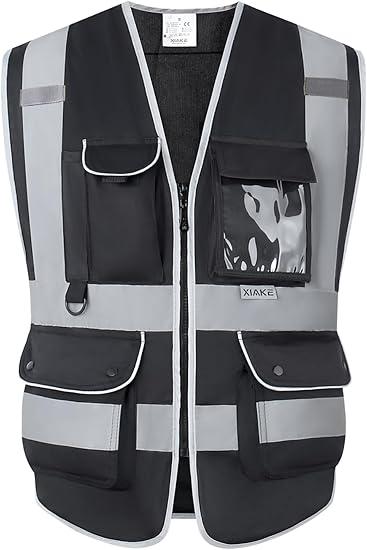 XIAKE Reflective Safety Vest for Men & Women High Visibility Class 2 Vest with Pockets Meets ANSI Standards