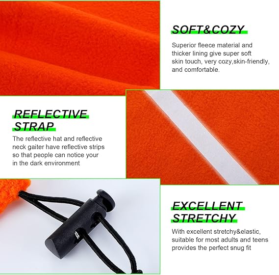 Eurzom 9 Pcs Reflective Beanie Hat Scarf Glove High Visibility Safety Beanie Hat Winter Reflective Neck Gaiter Beanie Gloves