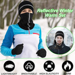 Eurzom 9 Pcs Reflective Beanie Hat Scarf Glove High Visibility Safety Beanie Hat Winter Reflective Neck Gaiter Beanie Gloves