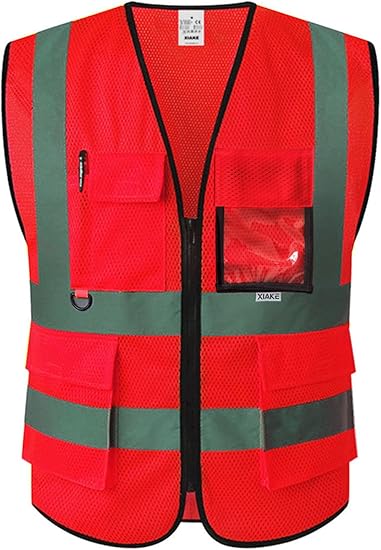 XIAKE Reflective Safety Vest for Men & Women High Visibility Class 2 Vest with Pockets Meets ANSI Standards