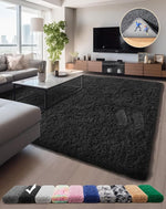 Ophanie Area Rugs for Living Room Bedroom, Upgrade Non-Slip Fluffy Soft Grey Shag Carpet