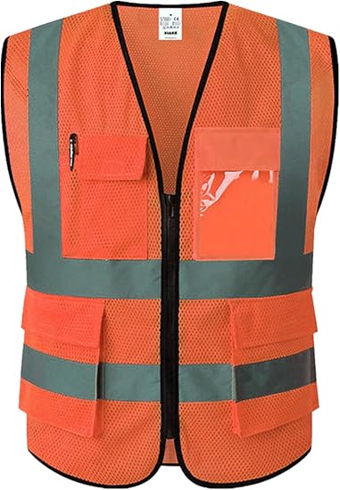XIAKE Reflective Safety Vest for Men & Women High Visibility Class 2 Vest with Pockets Meets ANSI Standards