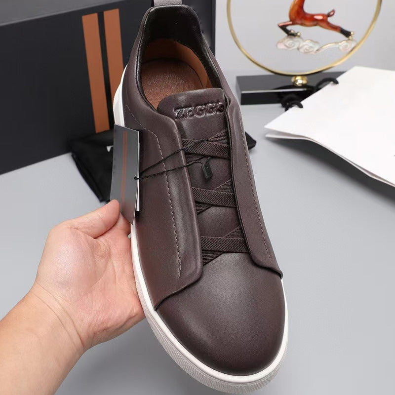 Men's Genuine Leather Cross-Strap Casual Shoes