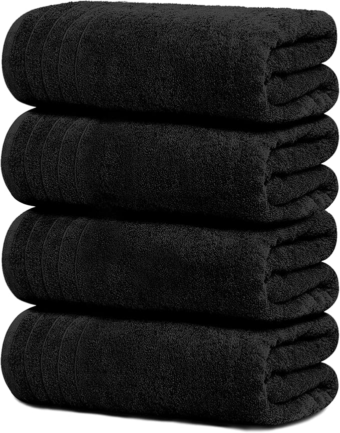 Pack of 4 Cotton Bath Towels Soft Quick Dry Absorbent Towels