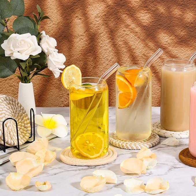 Mckanti Drink Coasters Set of 8, 4 Colors Absorbent Coasters for Drinks