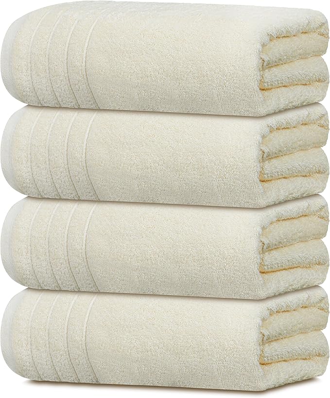 Pack of 4 Cotton Bath Towels Soft Quick Dry Absorbent Towels