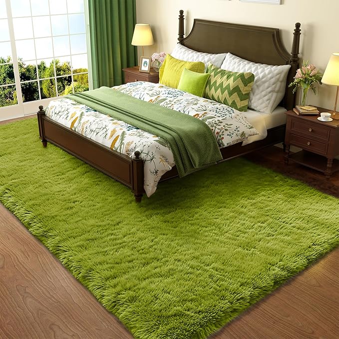 Grey Fluffy Shaggy Rug Non-Slip Soft Plush Carpet for Living Room Bedroom