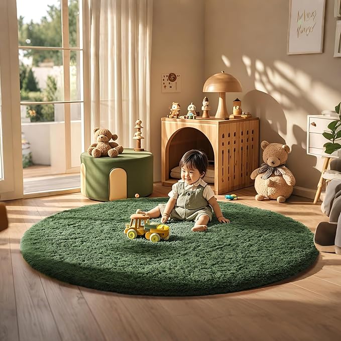 Grey Fluffy Shaggy Rug Non-Slip Soft Plush Carpet for Living Room Bedroom