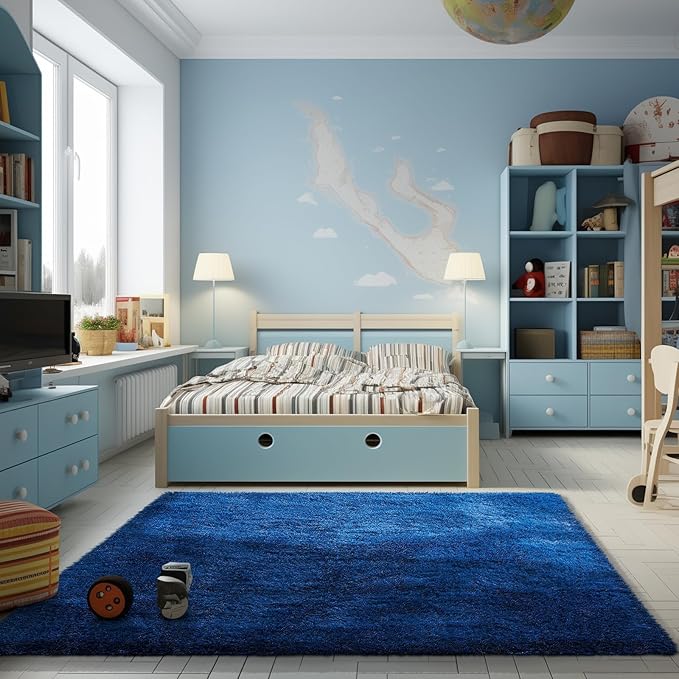Grey Fluffy Shaggy Rug Non-Slip Soft Plush Carpet for Living Room Bedroom