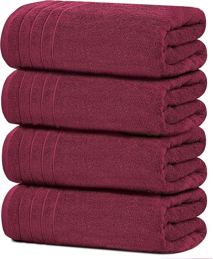 Pack of 4 Cotton Bath Towels Soft Quick Dry Absorbent Towels