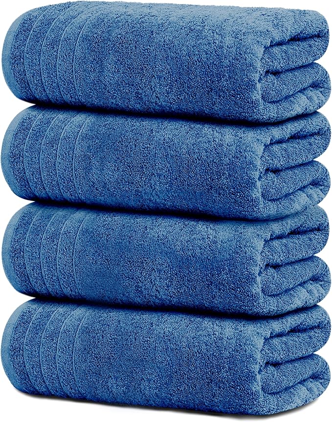 Pack of 4 Cotton Bath Towels Soft Quick Dry Absorbent Towels
