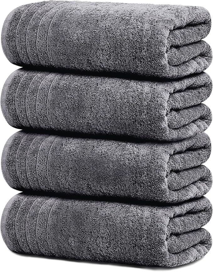 Pack of 4 Cotton Bath Towels Soft Quick Dry Absorbent Towels