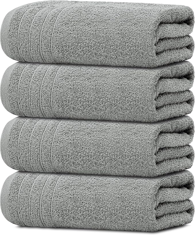 Pack of 4 Cotton Bath Towels Soft Quick Dry Absorbent Towels