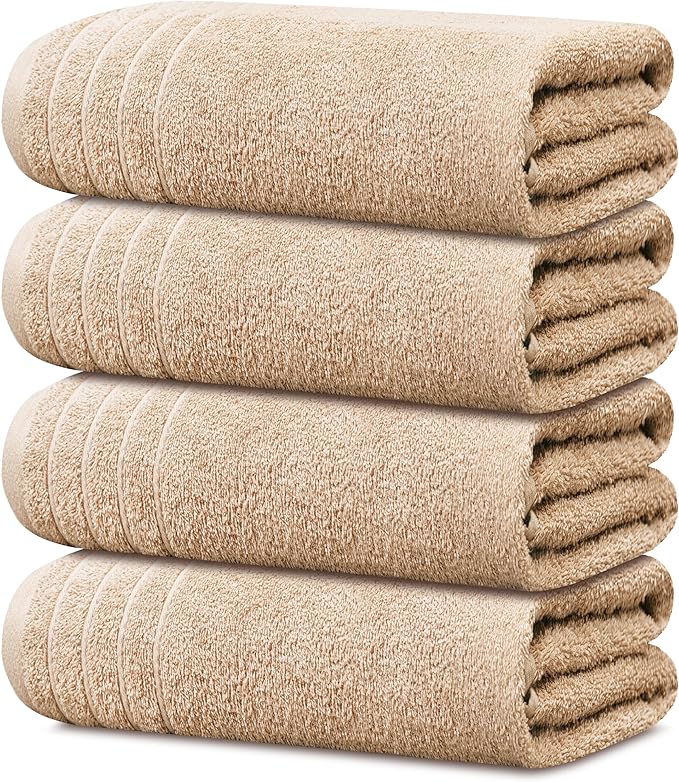 Pack of 4 Cotton Bath Towels Soft Quick Dry Absorbent Towels