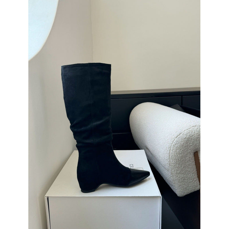 Vintage Pointed-toe Pleated Slouch Boots