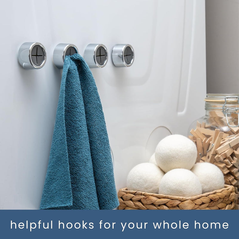 Adhesive Push Towel Hooks 4 Pack Round Dish Cloth Holder Kitchen Bathroom