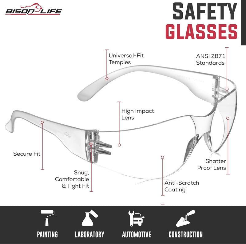 Safety Glasses Anti Scratch Wrap Around ANSI Z87.1 Eye Protection
