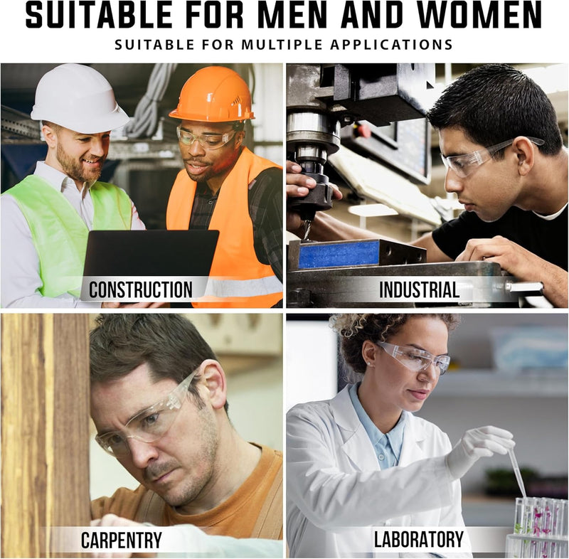 Safety Glasses Anti Scratch Wrap Around ANSI Z87.1 Eye Protection
