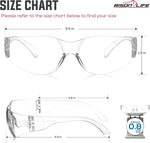 BISON LIFE Safety Glasses - Scratch Resistant Wrap Around Eyewear, Polycarbonate ANSI Z87.1 Impact Resistant Lens