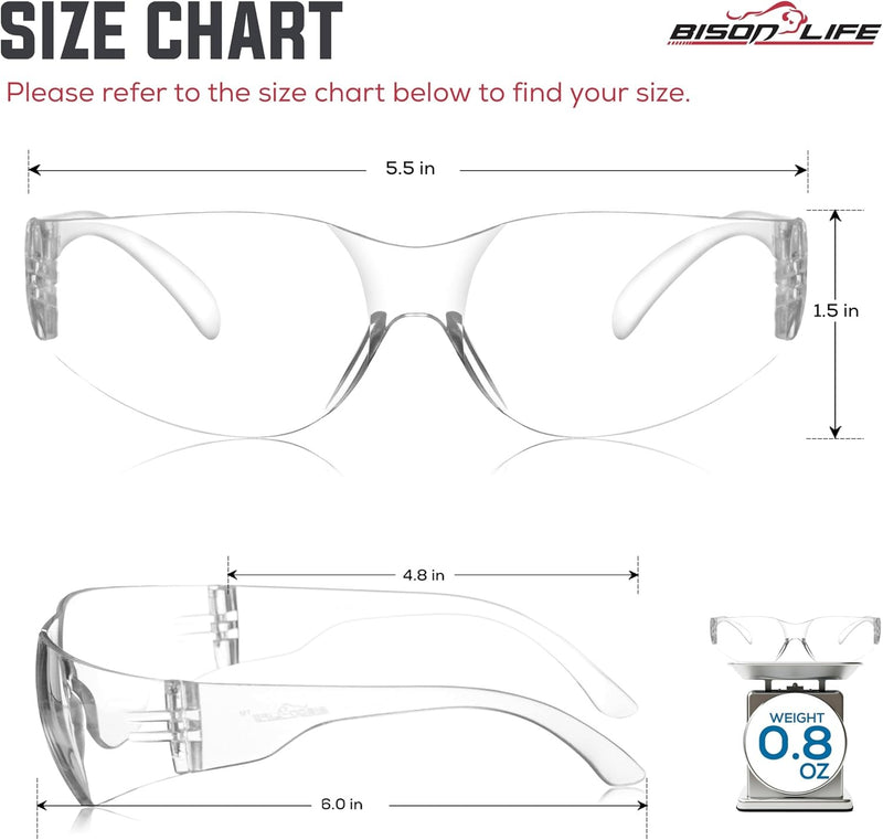Safety Glasses Anti Scratch Wrap Around ANSI Z87.1 Eye Protection