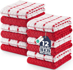 12 Pack Cotton Kitchen Towels 15x25 Soft Absorbent Dish Towels Set