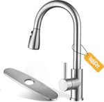 Kitchen Faucet with Pull Down Sprayer, Brushed Nickel High Arc Single Handle Kitchen Sink Faucet for Pot Filler, Stainless Steel Commercial Modern Rv Farmhouse Camper Laundry Bar Sink Faucets
