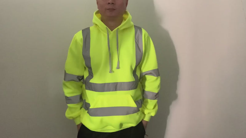 Men’s Hi Vis Hoodie Reflective Safety Sweatshirt Workwear Pullover
