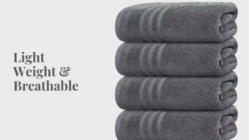 Pack of 4 Cotton Bath Towels Soft Quick Dry Absorbent Towels